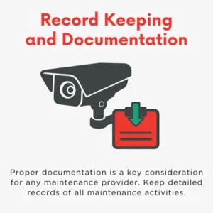 Illustration emphasizing record keeping for cctv maintenance, ensuring accurate service logs and compliance with security protocols