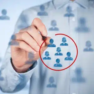 Professional draws red circle around icons representing customers supported through cyber managed services platform