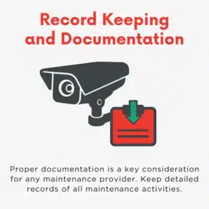 Illustration emphasizing record keeping for cctv maintenance, ensuring accurate service logs and compliance with security protocols